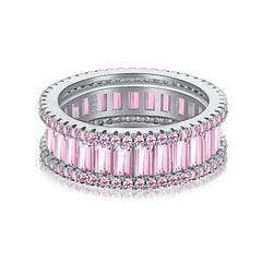 Aetolia Stackable 18K Gold Rings For Women Pink Eternity Pave Pink Round Zirconia Ring 925 Silver Rings Jewelry Aetolia