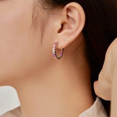 Aetolia Fast Delivery Color Zirconium Cubic Zirconia Hoop Earrings Women Colorful Diamond 925 Sterling Silver Earrings Jewelry