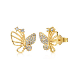 Aetolia Fashion Zircon Diamond Gold Plated Butterfly Stud Earring Set Hoop Earing Jewelry Women 925 Pure Silver Earrings For women girl