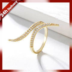 Aetolia Stylish Fashion Couple Jewelry Irregular Rose Gold Adjustable Silver 925 Open Rings Wedding Zircon Ring for Women