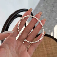 Aetolia Classic Design S925 Sterling Silver Bracelet Bangle Chain Open Adjustable Braided Shape Bangles Bracelets For Women