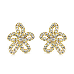 Aetolia Classic S925 Sterling Silver Earring 18K Gold Cz Cubic Zircon Sunflower Stud Earrings Jewelry Women Ladies Banquet Wholesale