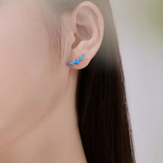 Aetolia S925 Sterling Silver High Quality Blue Opal Jewelry Stud Earring Elegant Jewelry Hypoallergenic Earrings For Women Girl