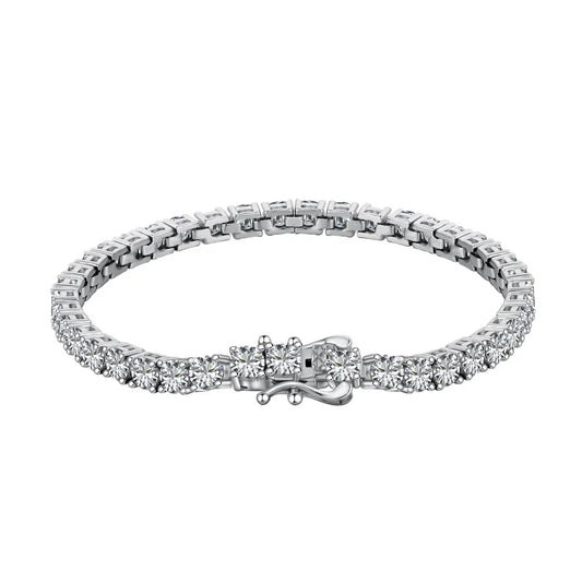 Aetolia Rhodium Plated 4mm Round 5A Cubic Zirconia bracelet Classic Tennis Bracelet bangle 925 Sterling Silver Bracelets for Women