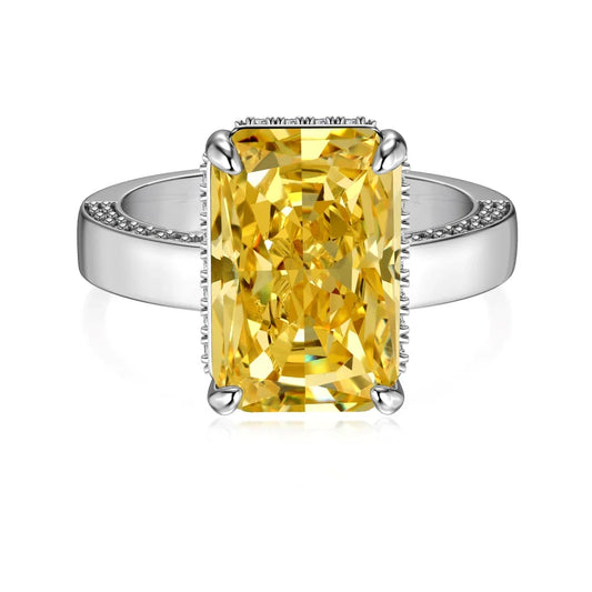 Aetolia Luxury Fine Jewelry Diamond S925 Silver Square Yellow Cubic Zircon Ring Wholesale Price Wedding Engagement Rings For Women