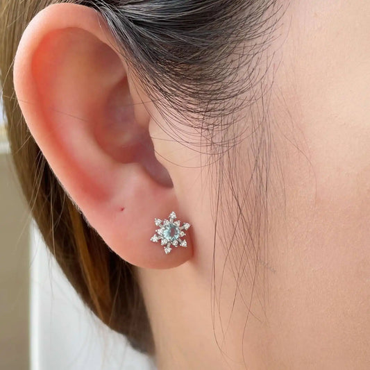 Aetolia Christmas gift dainty jewelry in women 925 luxury zircon silver sterling stud high quality cz silver snowflake earrings