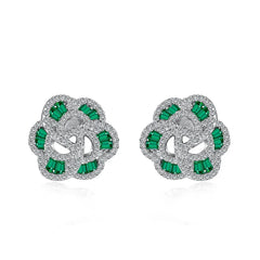 Aetolia Hypoallergenic S925 Sterling Silver Earring Flower Shape Colorful Stone Emerald Cz Cubic Zirconia Stud Earrings For Women