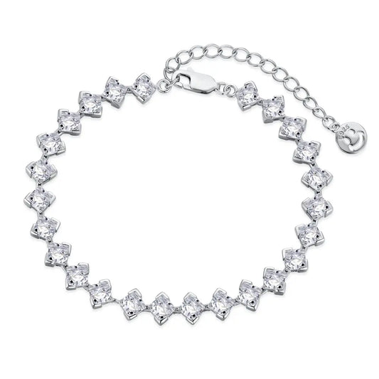 Aetolia 925 Sterling Silver bracelet Rhodium Plated 4mm Square Diamond 5A Cubic Zirconia Jewelry Bangle Tennis Bracelets for women