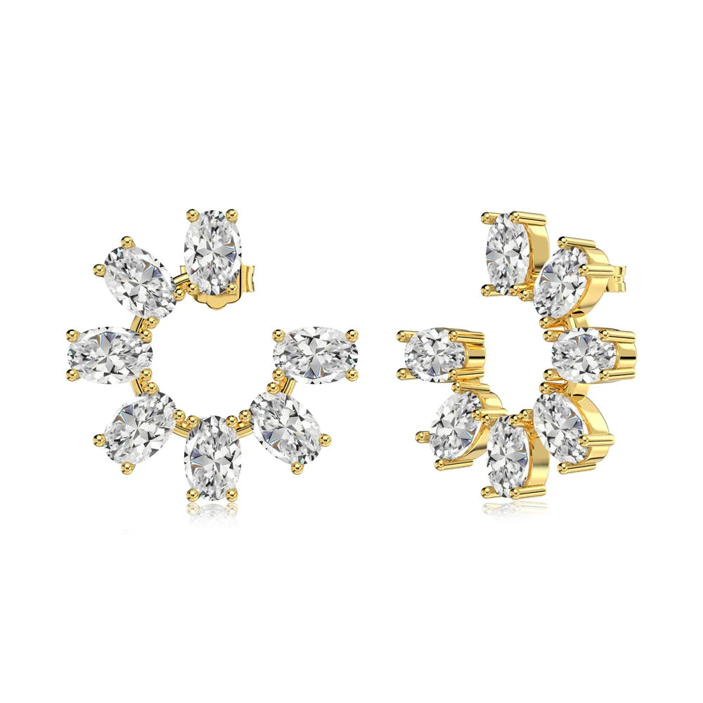 Aetolia Exquisite Jewelry 18K Gold Plated Flower Earring Cubic Zircon S925 Sterling Silver Stud Earrings For Women Party Wedding