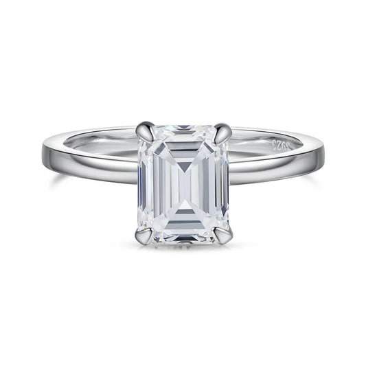 Aetolia Wholesale High Quality Wedding Jewelry Square Ring 925 Sterling Silver Engagement Emerald Cut Diamond Rings For Women