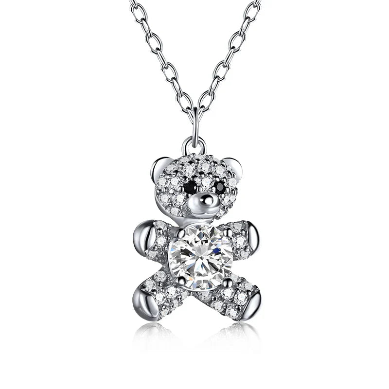 Aetolia Fashion 18K Gold New Design Cute Bear Animal Pendant collar de plata Wholesale Silver Jewelry Necklace Design For Children