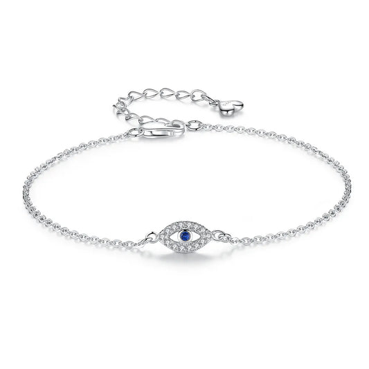 Aetolia High Quality Luxury Women Real 925 Sterling Silver Bracelet Eye Of Evil Blue Stone Link Tennis Bracelets Bangles For Women