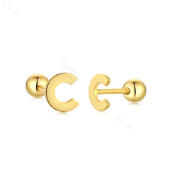 Aetolia Hypoallergenic 18k Gold Earrings Jewelry 925 Sterling Silver Screw Earrings Statement Alphabet Initial Letter Earring