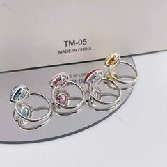 Aetolia Personalized Unique Silver Finger Anillo De Plata 925 Jewelry AAAAA Wedding Ice Out Round Cut Rainbow Enamel Zircon Ring