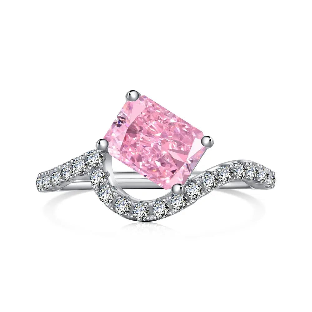 Aetolia Hot Selling Colorful Fine Jewelry Square 925 Sterling Silver Rings Bridal Diamond Cubic Zirconia Wedding Jewelry Sets For Women