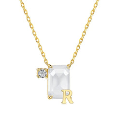 Aetolia Initial Letter A-Z Sparkle Joias Corrente De Prata 925 Sterling Silver Cubic Zirconia Necklace Adjustable Necklaces For Women