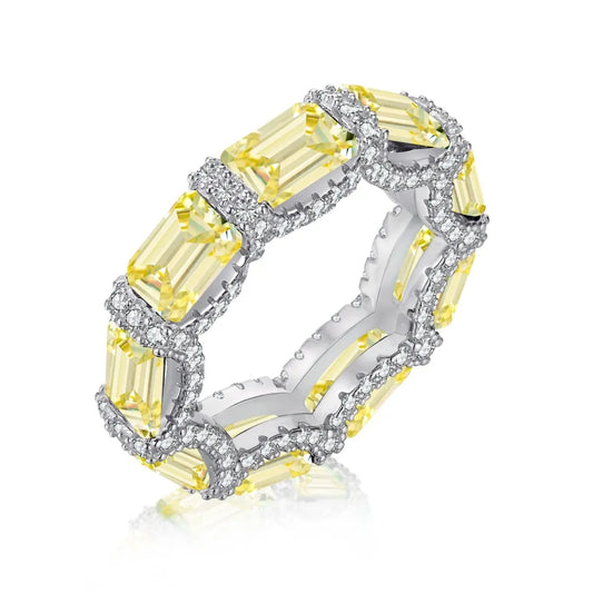 Aetolia Custom 925 Sterling Silver Yellow Created Green Diamond Wedding Ring Eternity Bands Engagement Rings Women Wholesale Jewelry