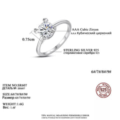 Aetolia 925 Sterling Silver 18K Gold Plated Brilliant 4 Prong Round Solitaire Engagement Wedding Ring SR607