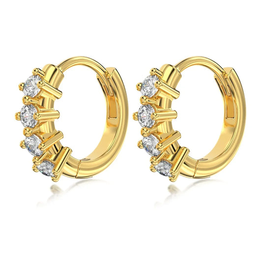 Aetolia Vintage S925 Sterling Silver C Type Irregular Earring 18K Gold Plated Jewelry Cubic Zircon Chunky Hoop Earrings For Women