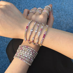 Aetolia Heart Butterfly Rainbow Pink Stone Adjustable S925 Sterling Silver Bracelets Women CZ Tennis Bracelet Femme Jewelry Set