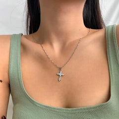 Aetolia Custom 925 Sterling Silver Jewelry Bling Cubic Zirconia Necklace 18K Gold Plated Diamond Chain Cross Pendant Necklaces For Women