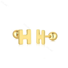 Aetolia Hypoallergenic 18k Gold Earrings Jewelry 925 Sterling Silver Screw Earrings Statement Alphabet Initial Letter Earring