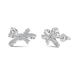 Aetolia New Trendy Bow-Knot Earring S925 Sterling Silver Wedding Jewelry Set Cz Cubic Zirconia Bow Stud Earrings For Women