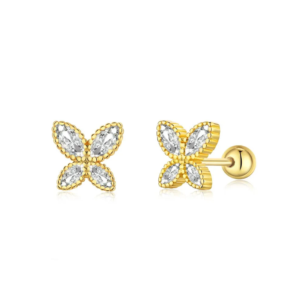 Aetolia big trend 18K gold plated stud earring jewelry set delicate S925 sterling silver butterfly earring