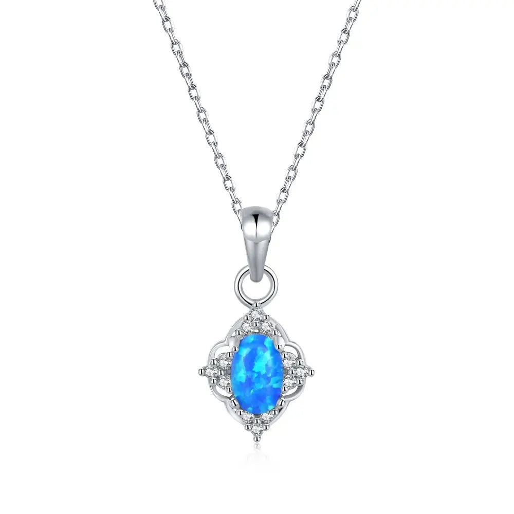 Aetolia Luxury Jewelry Sun Heart Shape 925 Sterling Silver Minimalist Dedicate Heart Chain Necklace With Opal Stone