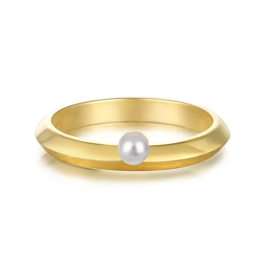 Aetolia Luxury Design Elegant Vintage Style 18K Gold Plated Pearl Ring 925 Sterling Silver Rings For Women Tarnish Free Jewelry