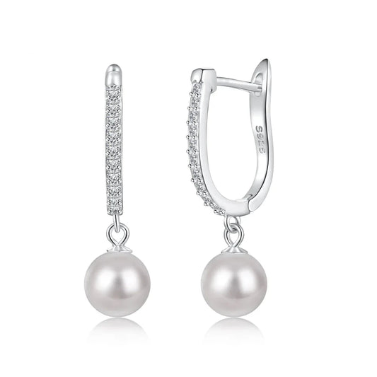 Aetolia High Quality Hypoallergenic Cz Cubic Zirconia Shell Pearl Jewelry Huggie Pearls Earring 925 Silver Drop Earrings Women