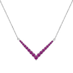 Aetolia No Moq Emerald Pink Colorful Zirconia Long Chain V Shape Link Necklace 925 Sterling Silver Pendant Necklaces For Women