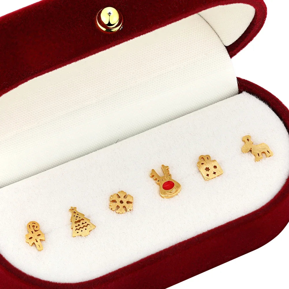 Aetolia 6 pieces Christmas Earrings Festive Jewelry Merry Xmas Tree Candy Cane White Snowflake Reindeer Christmas Stud Earring Set