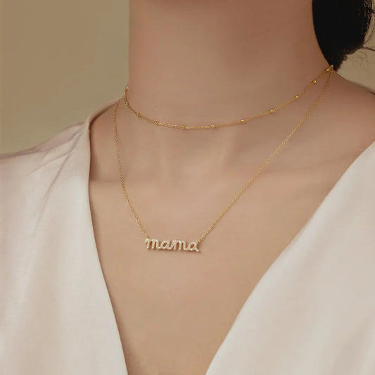 Aetolia Brand New Fashion Tren English Letters Mommy Pendant Necklace Sterling 925 Silver Necklaces for Women