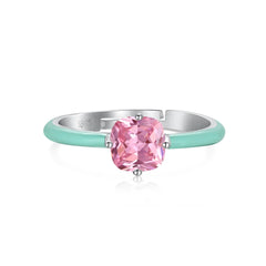 Aetolia Custom Stackable Enamel Ring 925 Sterling Silver Cz Cubic Zirconia Pink Rainbow Colorful Original Eternity Rings For Women