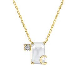 Aetolia Initial Letter A-Z Sparkle Joias Corrente De Prata 925 Sterling Silver Cubic Zirconia Necklace Adjustable Necklaces For Women