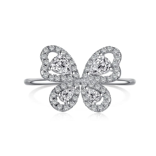 Aetolia Trendy Luxury Cz Cubic Zirconia 925 Sterling Silver Jewelry 18K Gold Plated Delicate Diamond Cute Butterfly Rings For Women