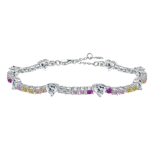 Aetolia Korean Trendy Multi Color S925 Silver Pink Diamond Bracelet Bling Cz Cubic Zircon Pear Shape Bracelets For Women Jewelry