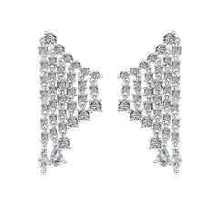 Aetolia Hypoallergenic Vintage S925 Silver Earrings Women Long Tassel Stud Earring Cz Cubic Zirconia Wedding Bridal Drop Jewelry