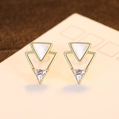 Aetolia 925 Sterling Silver 18K Gold Plated Vintage Sea Shell Inverted Triangle Stud Earrings FE-0258