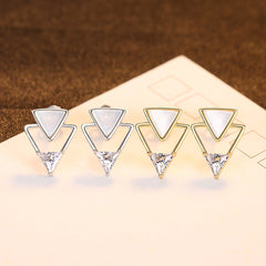 Aetolia 925 Sterling Silver 18K Gold Plated Vintage Sea Shell Inverted Triangle Stud Earrings FE-0258