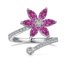 Aetolia Beautiful Colorful Pink Cz Cubic Zircon Ring For Girls Lady Lovely Dainty S925 Sterling Silver Flower Rings Jewelry Women