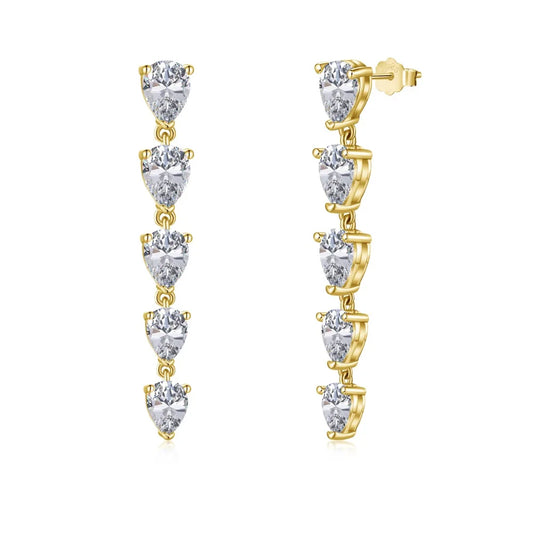 Aetolia New Arrived S925 Silver 18K Gold Plated Multi Shape Jewelry Cz Cubic Zircon Waterdrop Dainty Long Stud Drop Earrings Women