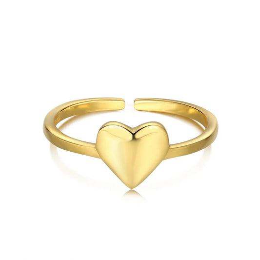 Aetolia love mama design heart shape adjustable ring 18K gold plated ring jewelry S925 open silver rings for mother's day gift