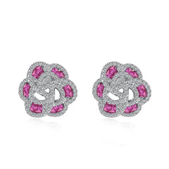 Aetolia Hypoallergenic S925 Sterling Silver Earring Flower Shape Colorful Stone Emerald Cz Cubic Zirconia Stud Earrings For Women