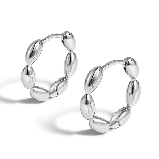 Aetolia 925 Sterling Silver Beaded Hoop Earrings Round Huggie Earrings Hypoallergenic Hoop Earrings for Women