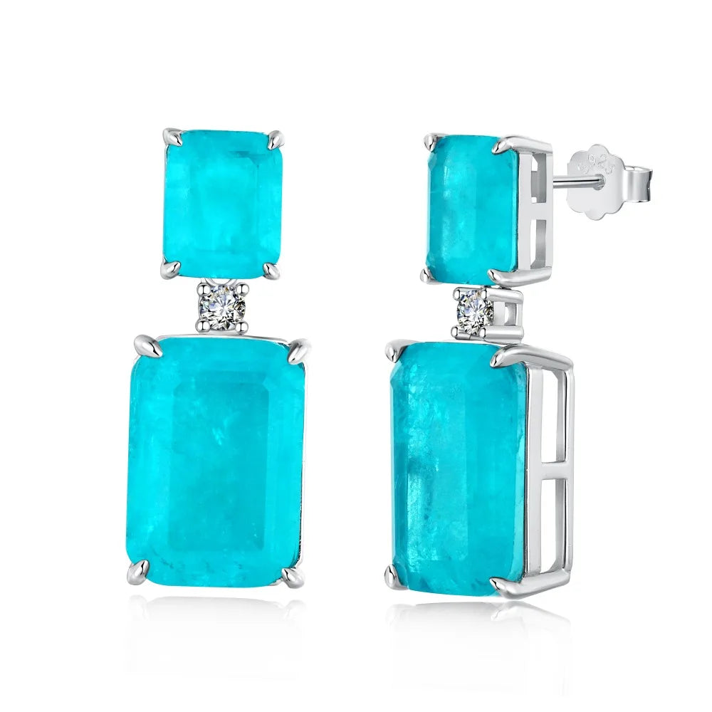 Aetolia Cubic Zirconia Sapphire Stud Earrings Female European And American Elegance 925 Sterling Silver Paraiba Earrings Women