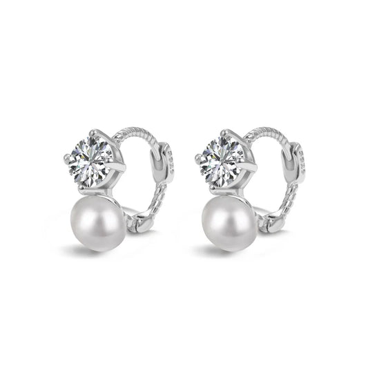 Aetolia Simple Design Cz Cubic Zirconia Jewelry 925 Sterling Silver Huggie Earring 18K Gold Plated Pearl Hoops Earrings Women