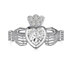 Aetolia High Quality 5A Cz Zirconia Sterling Silver 925 Ring Hand Hold Crown And Heart Shape 18K Gold Plated Rings For Women