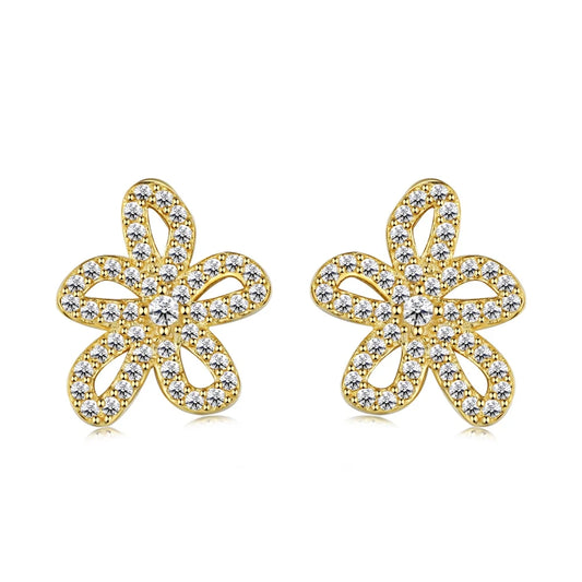 Aetolia Classic S925 Sterling Silver Earring 18K Gold Cz Cubic Zircon Sunflower Stud Earrings Jewelry Women Ladies Banquet Wholesale